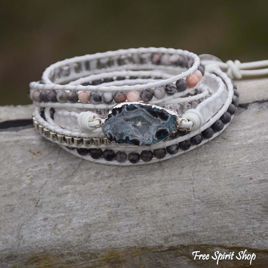 Anastasia | Labradorite, White Jade & Druzy