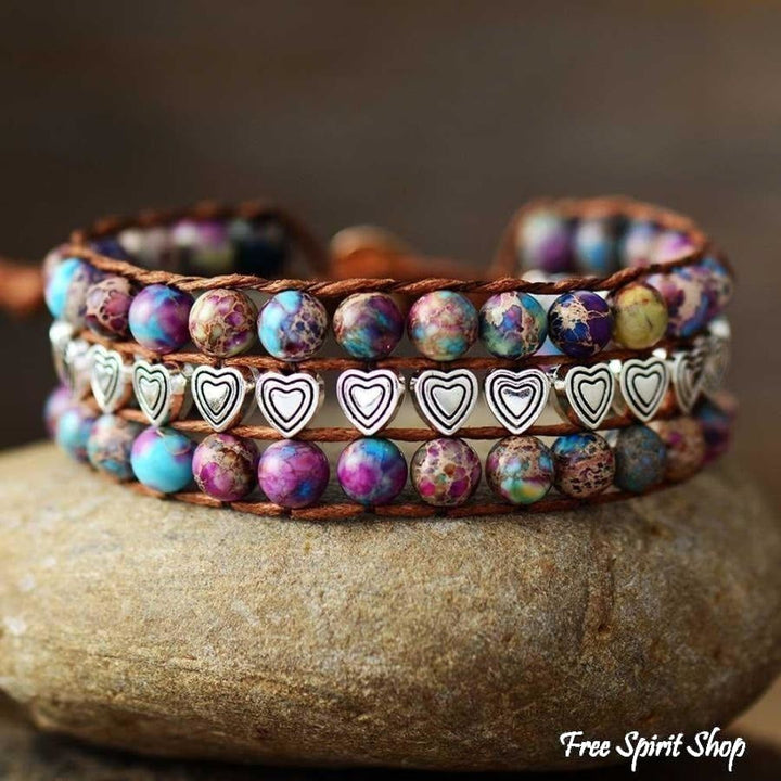 Vera | Purple Jasper Heart Charms Wrap