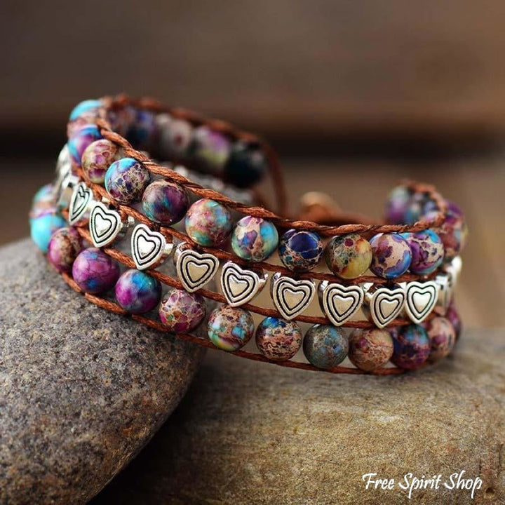 Vera | Purple Jasper Heart Charms Wrap