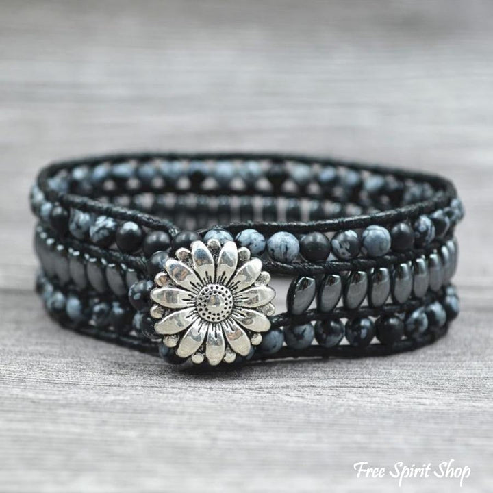 Leila | Snowflake Obsidian & Hematite Gemstone