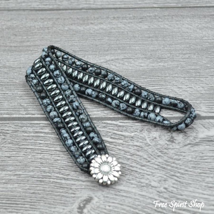 Leila | Snowflake Obsidian & Hematite Gemstone