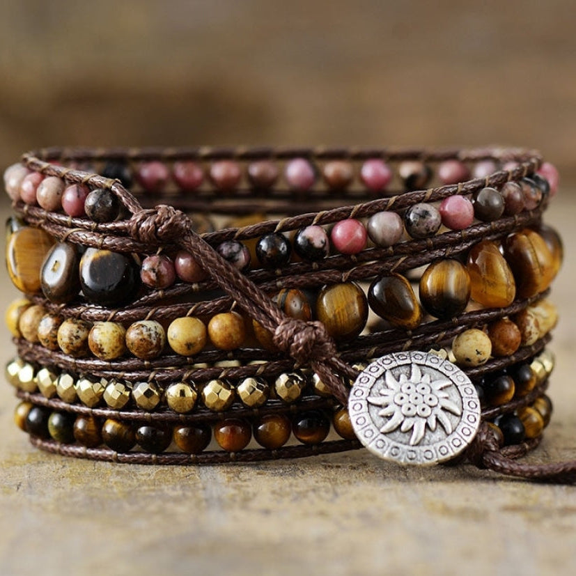 Alison | Tiger Eye & Rhodonite Wrap
