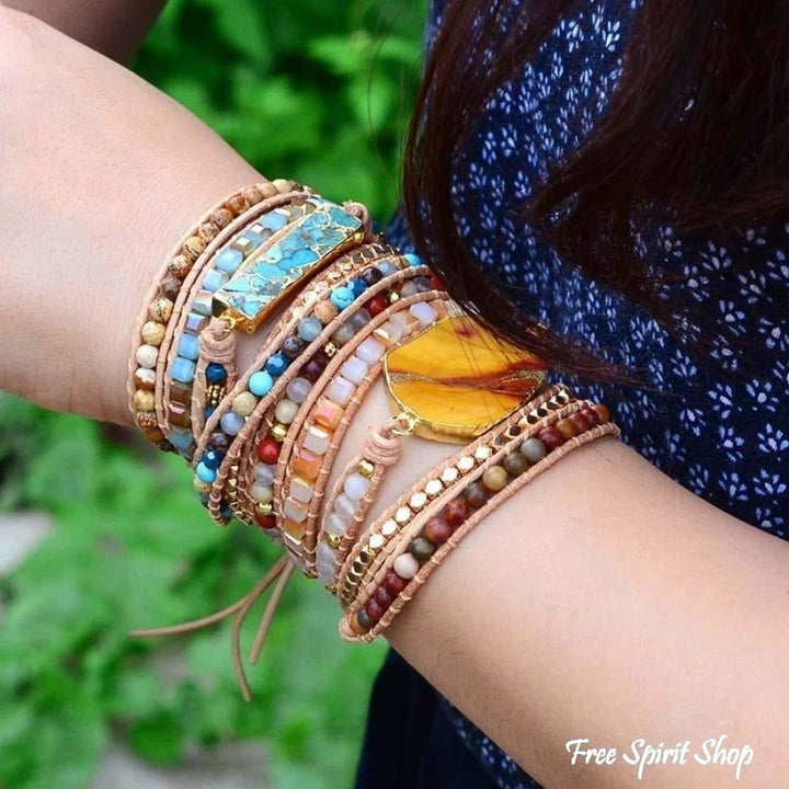 Katie | Turquoise & Jasper Beaded Wrap