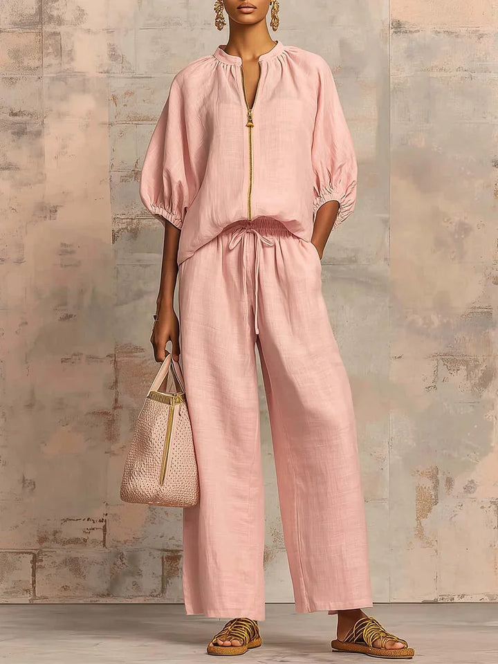 Amelie™ | Effortless Linen Zip Two-Piece Set