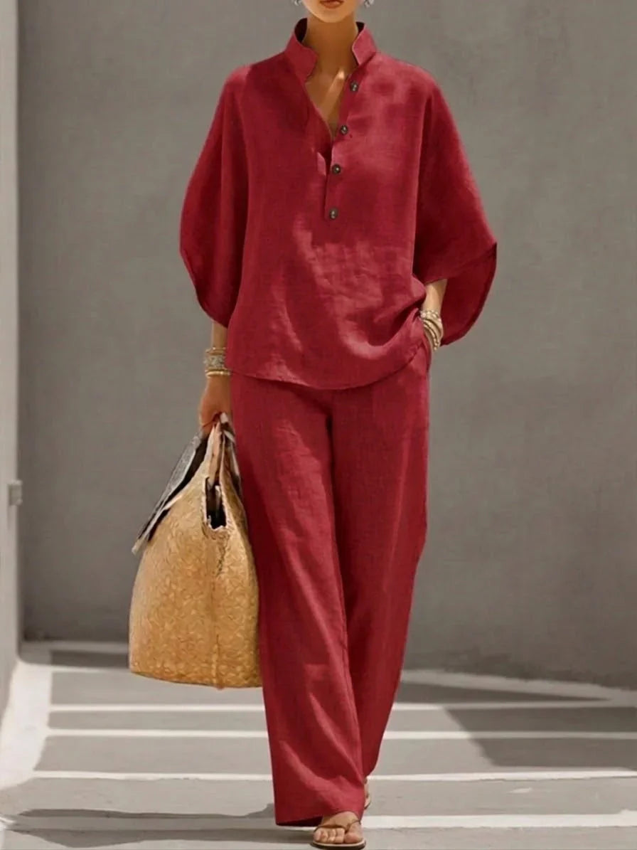 Noelle™ | Relaxed Button Two-Piece Set