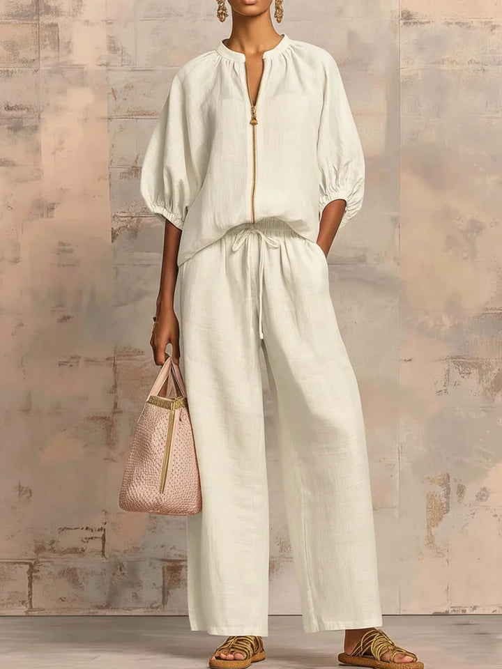 Amelie™ | Effortless Linen Zip Two-Piece Set