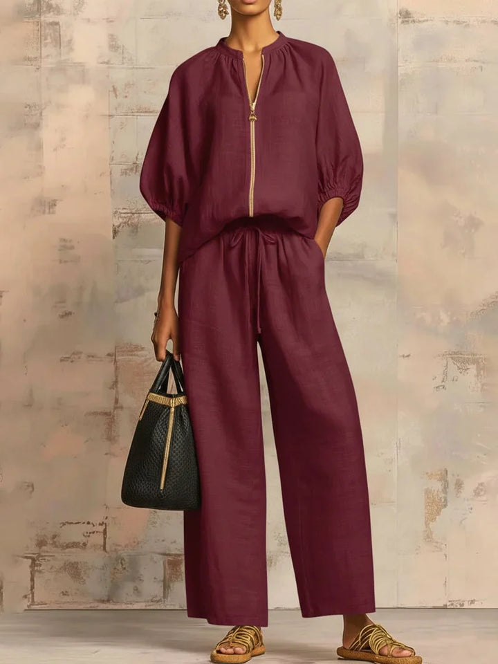 Amelie™ | Effortless Linen Zip Two-Piece Set