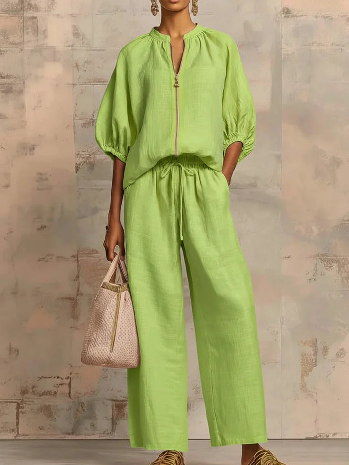 Amelie™ | Effortless Linen Zip Two-Piece Set