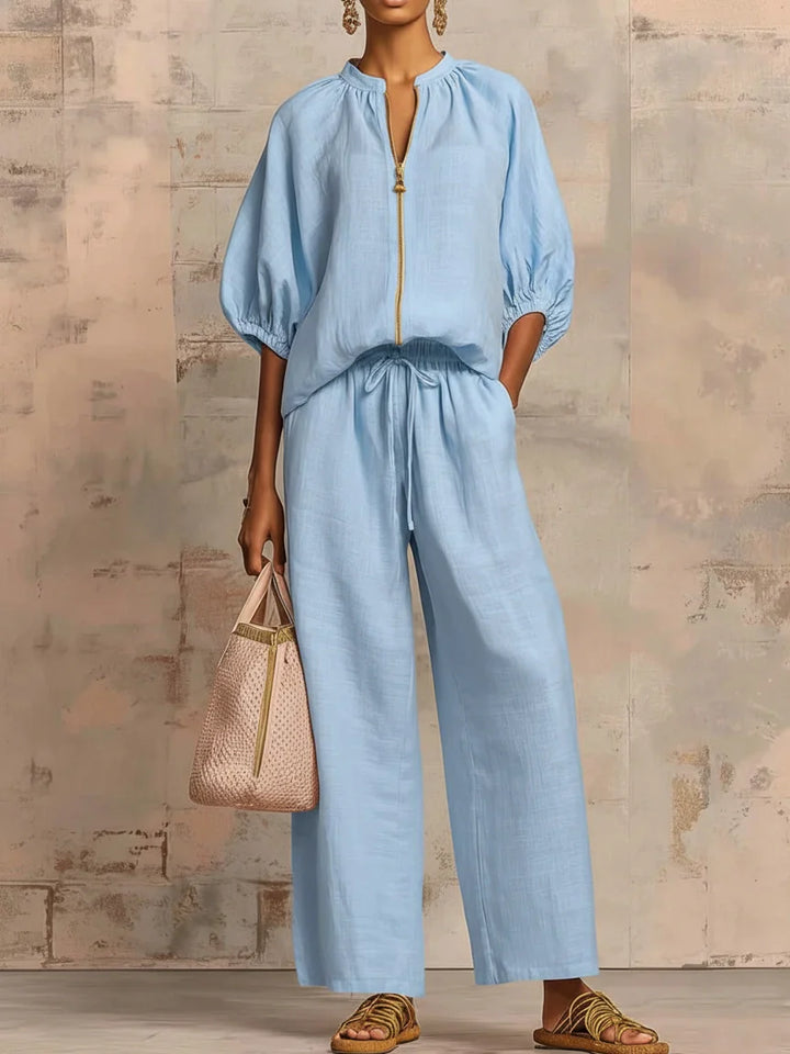 Amelie™ | Effortless Linen Zip Two-Piece Set