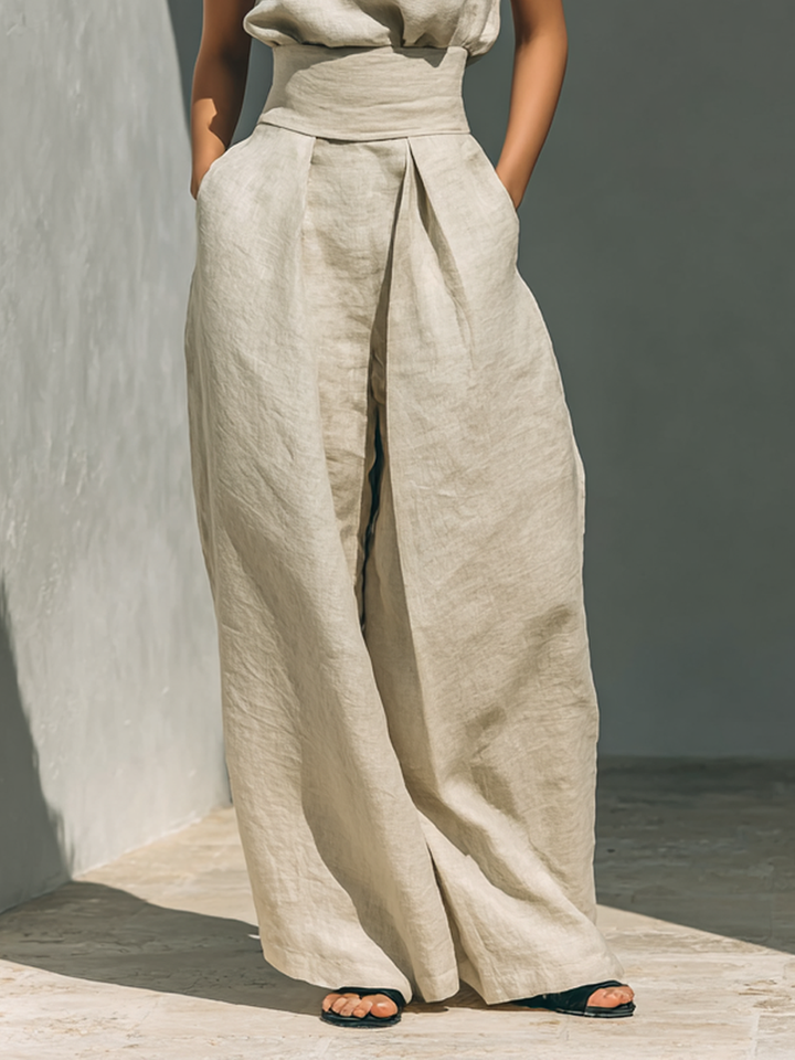 Ariana™ | Elegant Linen Wide-Leg Set