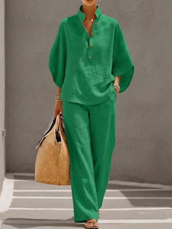 Mariel™ | Batwing Sleeve Suit with Wide-Leg Pants
