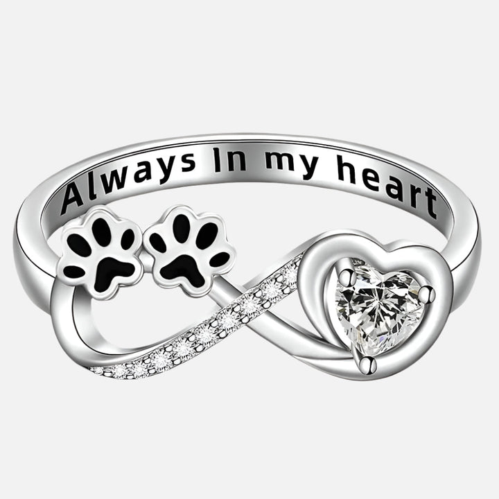 Elara™ | Heart Infinity Ring with Paw