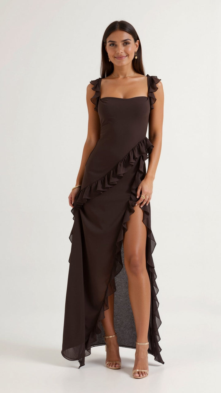Susan Ruffle Maxi Dress