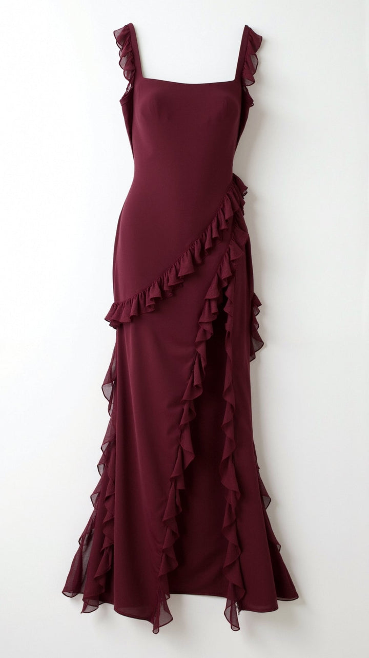 Susan Ruffle Maxi Dress