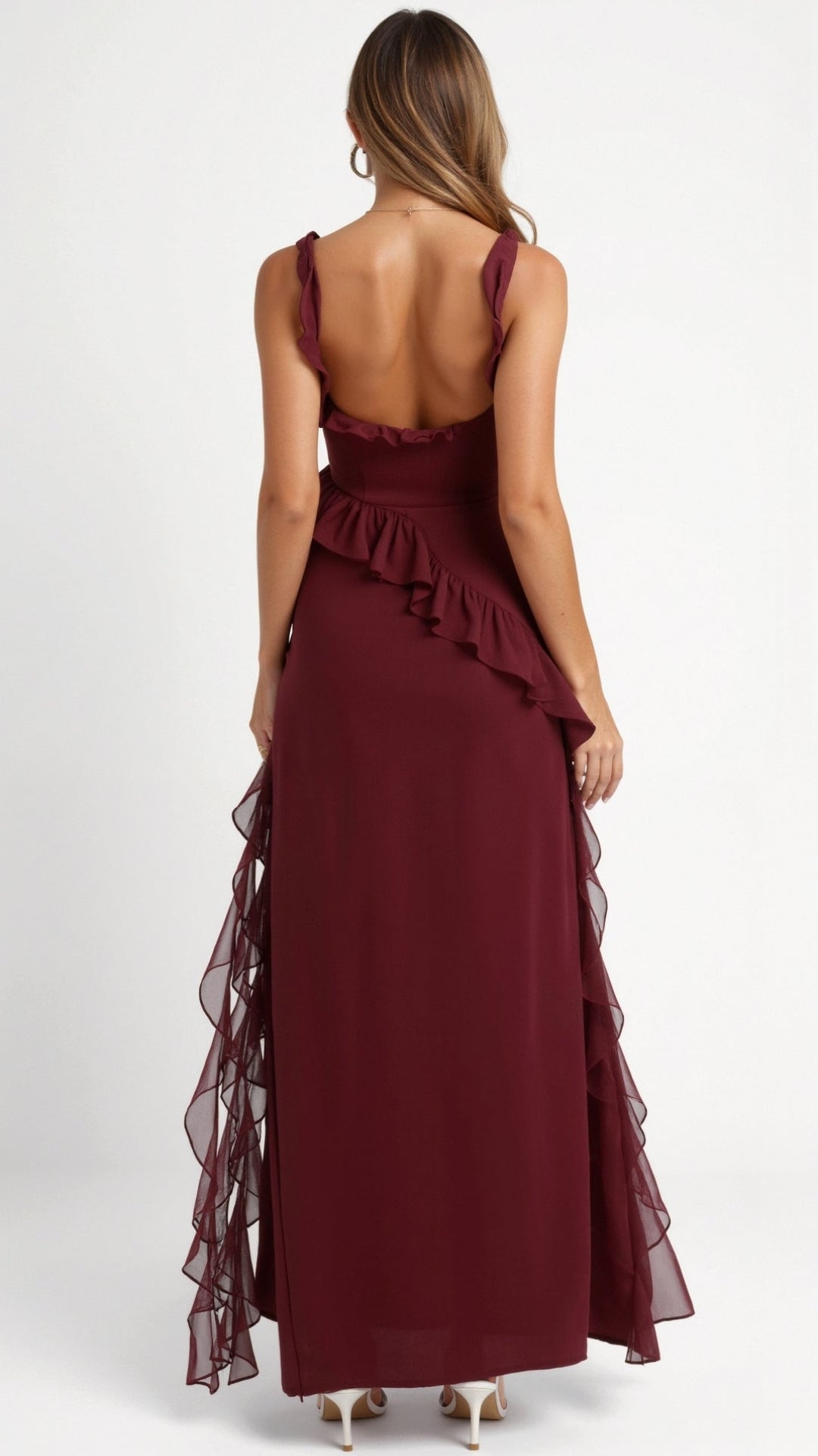 Susan Ruffle Maxi Dress