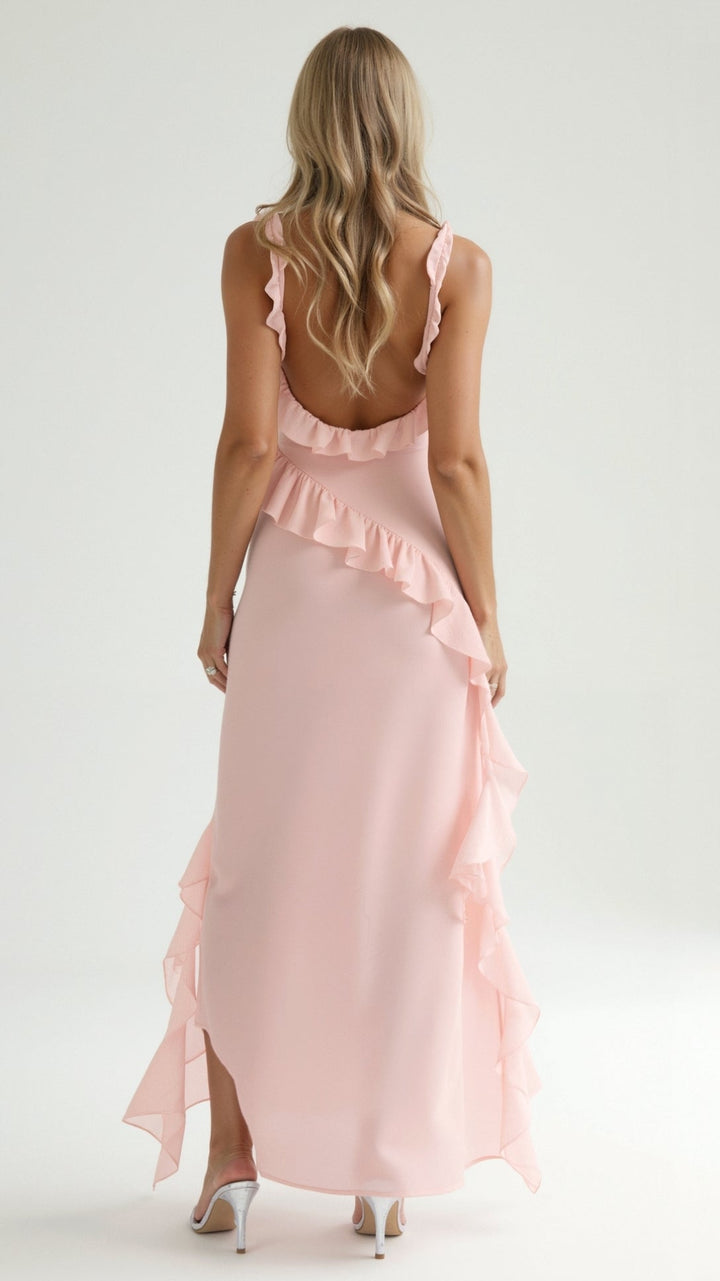 Susan Ruffle Maxi Dress