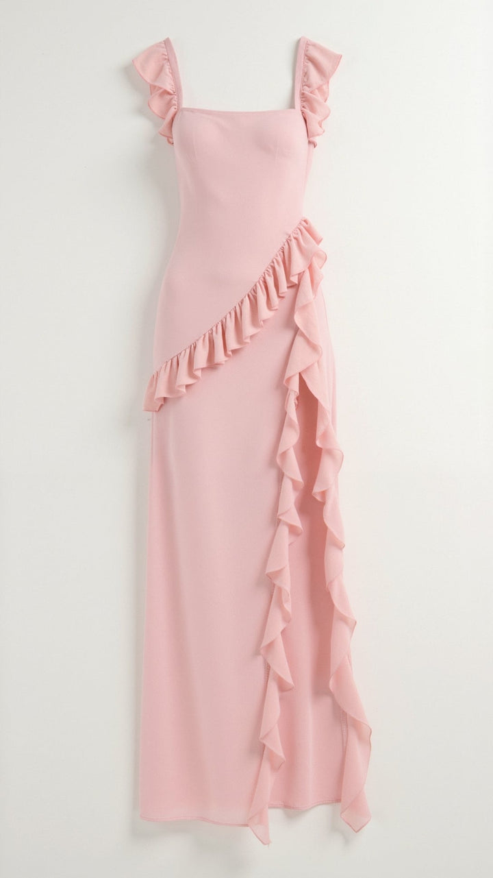 Susan Ruffle Maxi Dress
