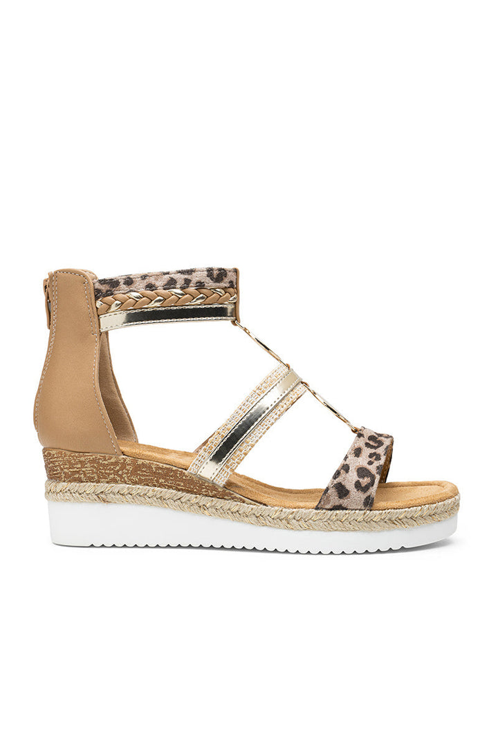 Delyth | Leopard Wedge Sandal