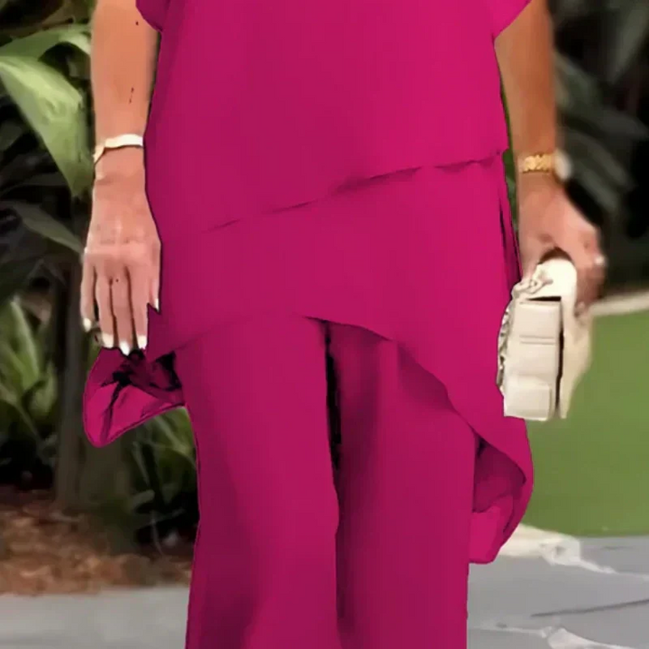 Liora | Elegant Set with Asymmetrical Top and Wide Pants