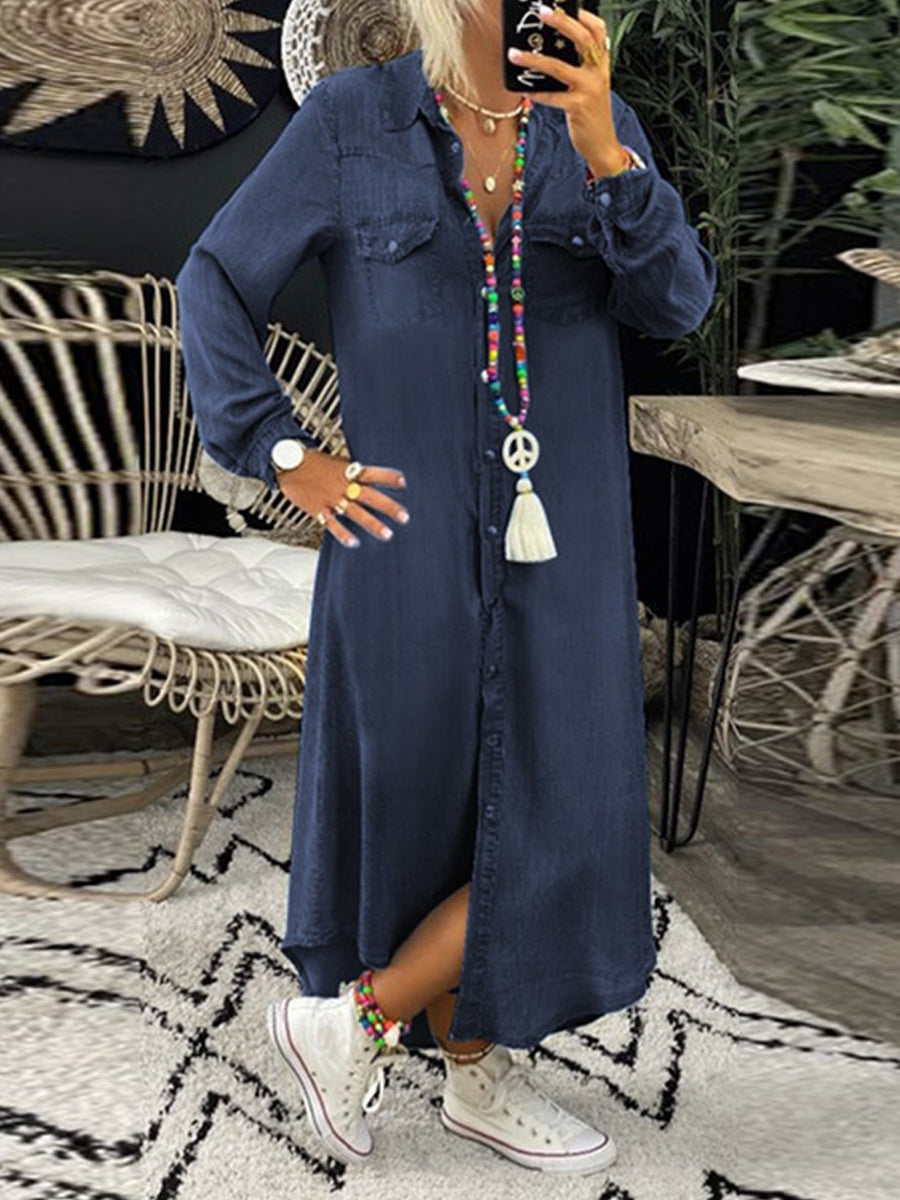 Elara | Long Denim Shirt Dress