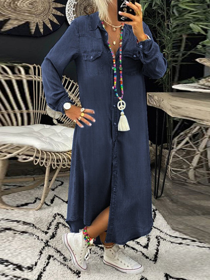 Elara | Long Denim Shirt Dress