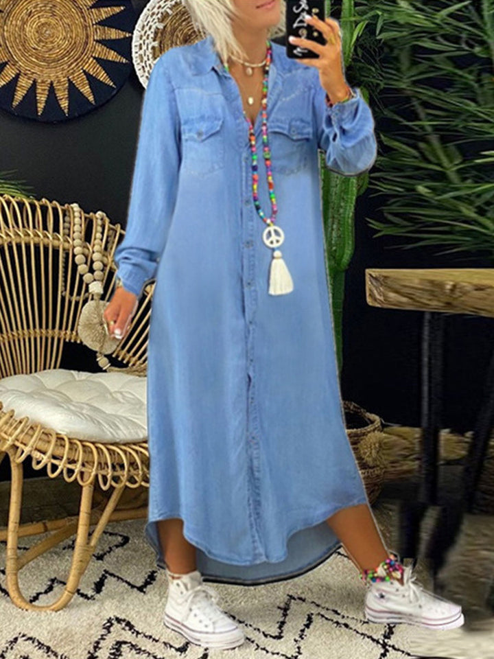 Elara | Long Denim Shirt Dress
