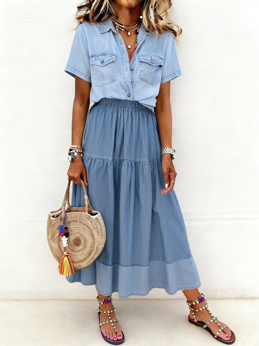 Sarela | Denim Skirt with Elastic Waist