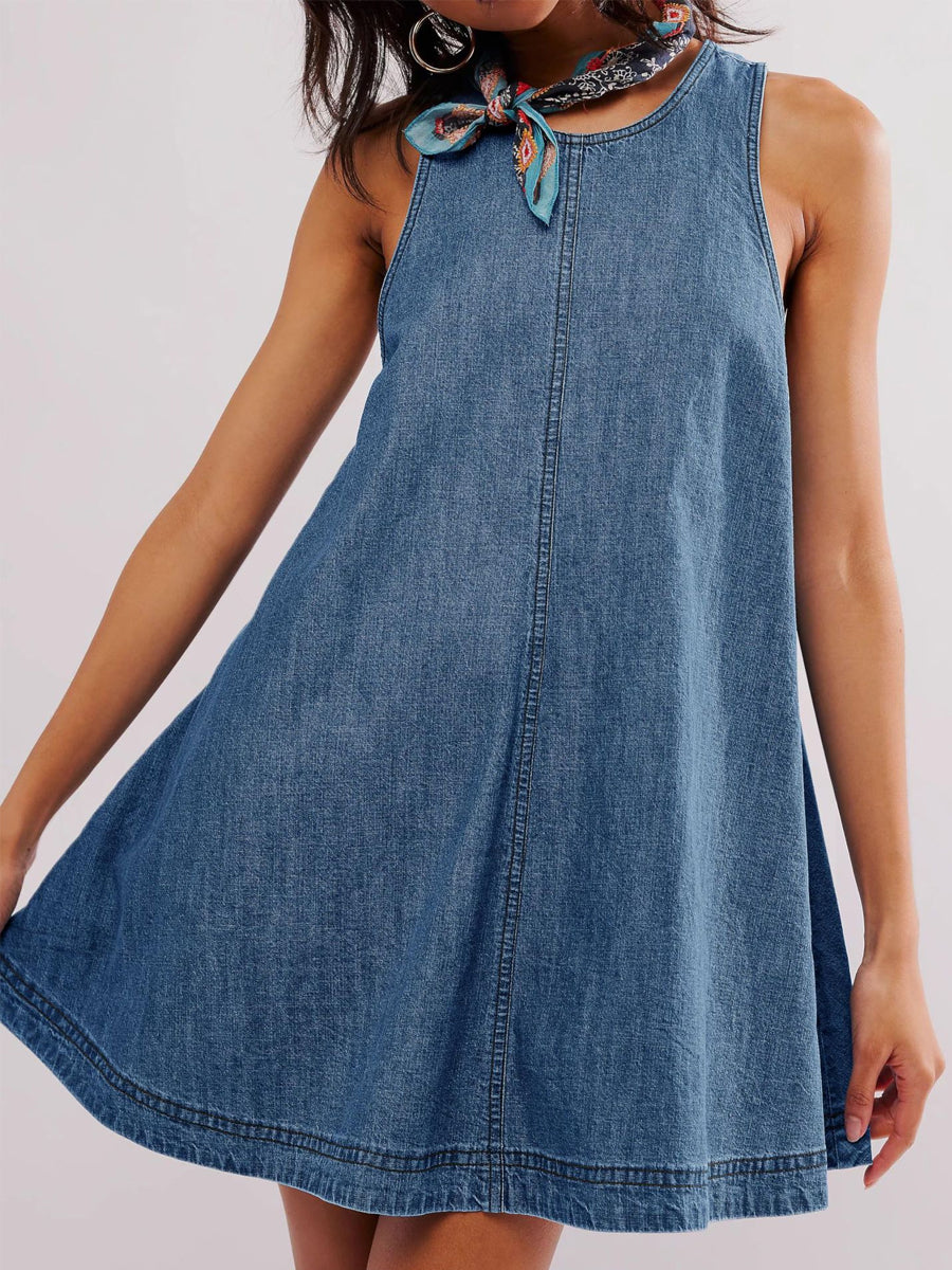 Nancy | Sleeveless Backless Mini Denim Dress