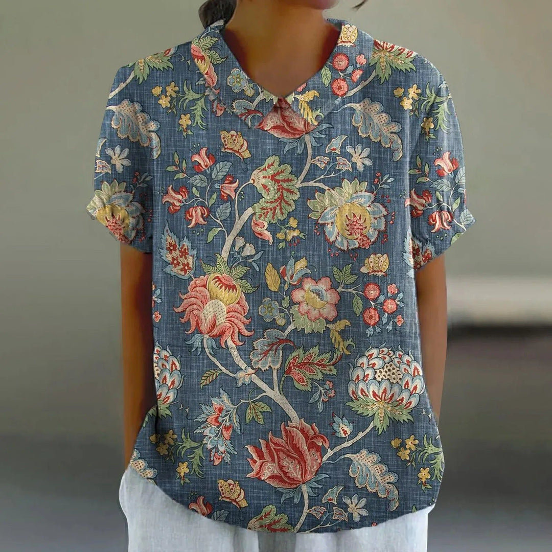 Saskia | Women's Chinoiserie Floral Print Blouse