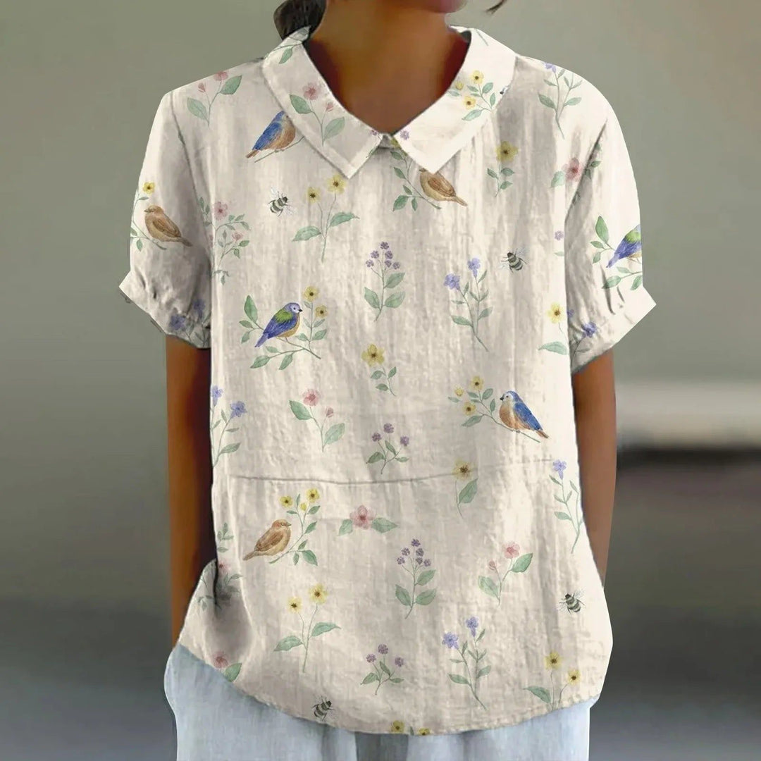 Mira | Women's Songbird & Bee Print Blouse