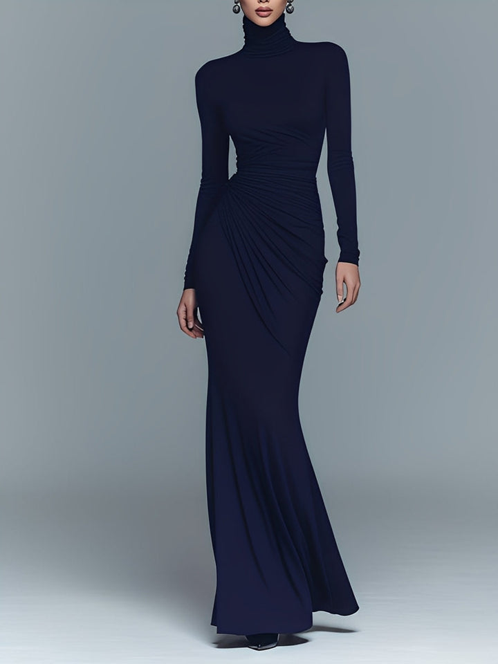 Sandra | Navy Elegant Stretch Polyester-Cotton