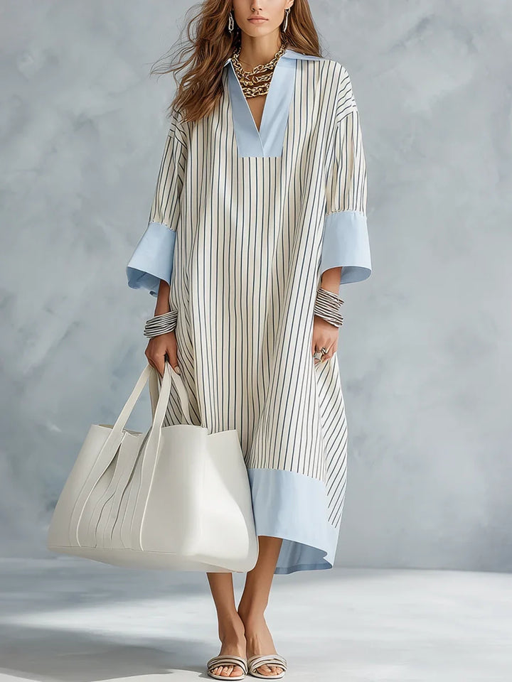 STRIPED MIDI DRESS