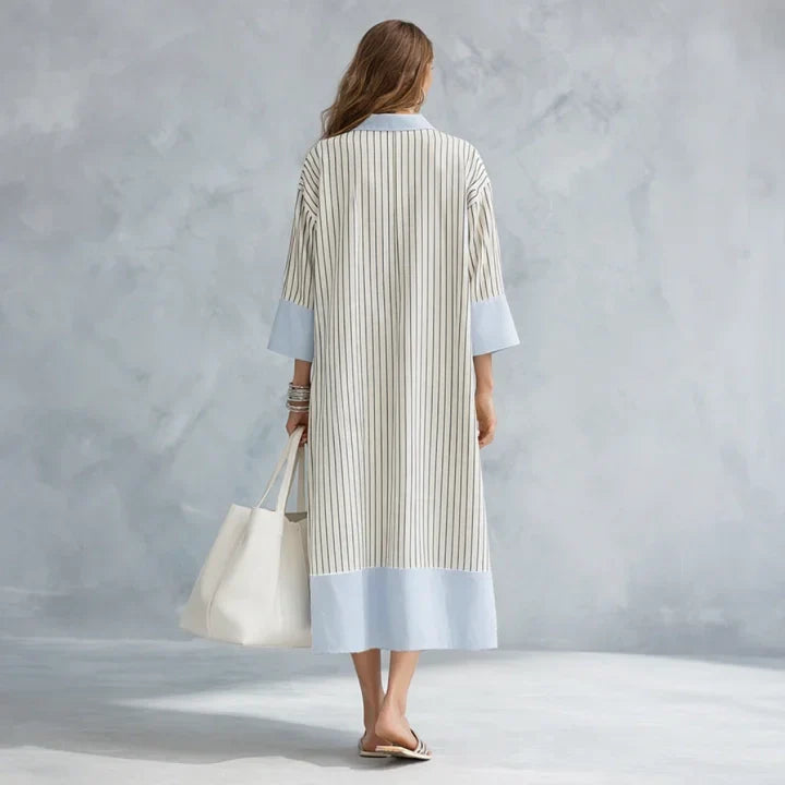 STRIPED MIDI DRESS