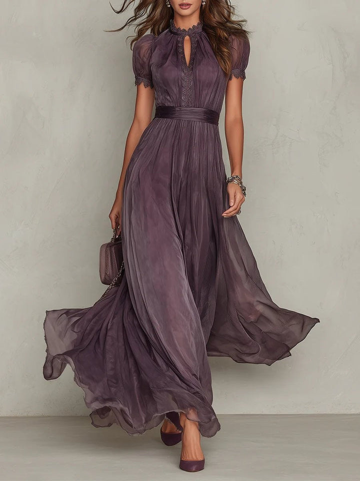 Elowen | Keyhole-Neck Puff-Sleeve Fall Wedding Guest Maxi Dress