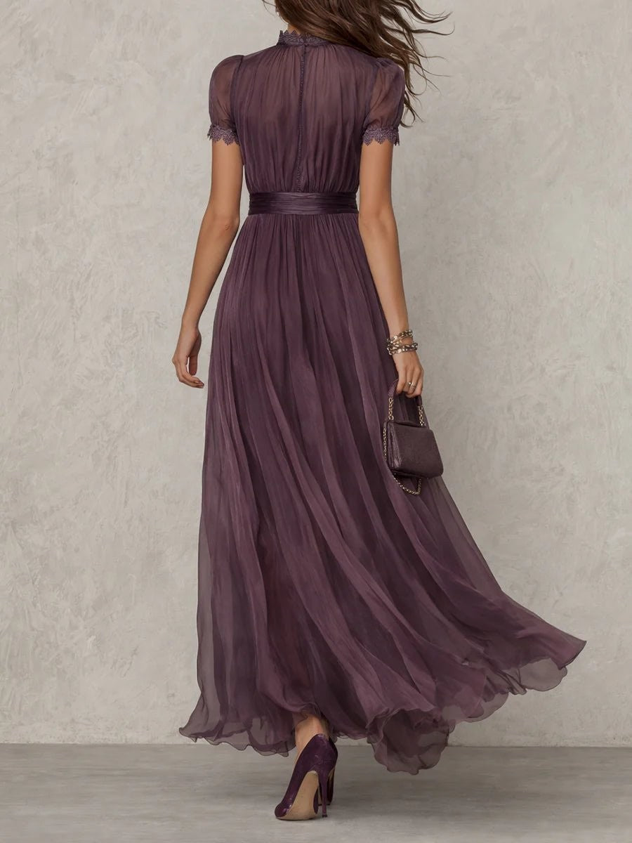 Elowen | Keyhole-Neck Puff-Sleeve Fall Wedding Guest Maxi Dress