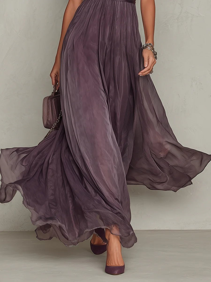 Elowen | Keyhole-Neck Puff-Sleeve Fall Wedding Guest Maxi Dress