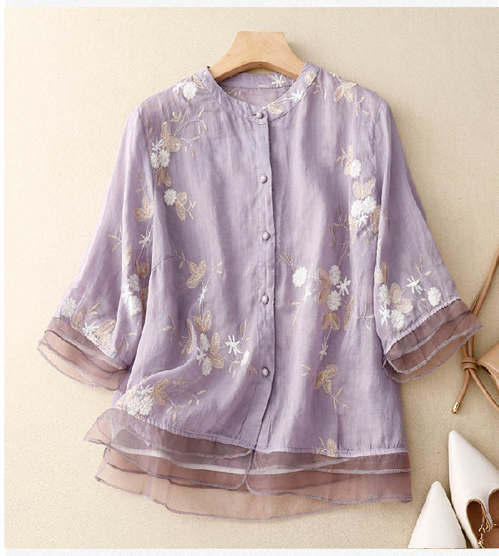Courtney™ | Chic Blouse with Floral Accents