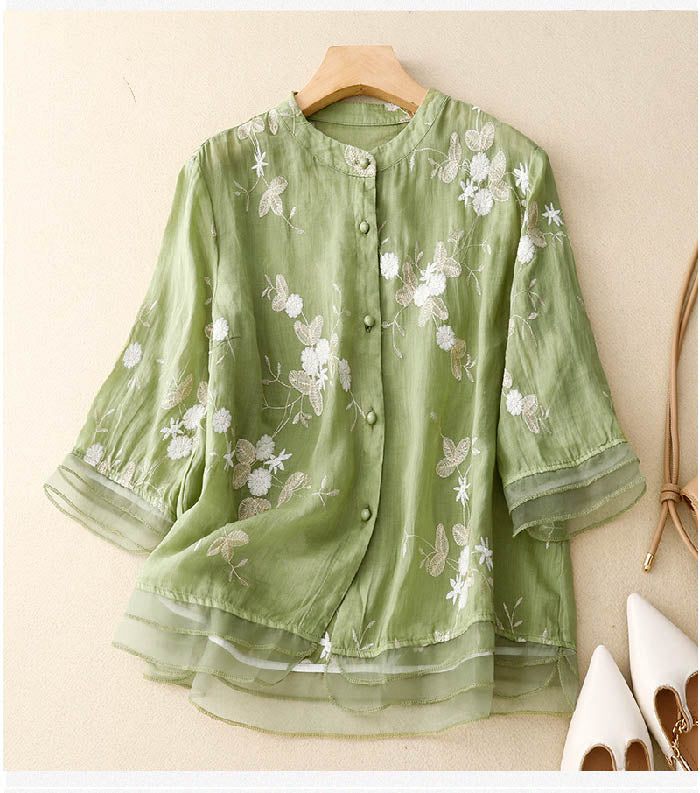 Courtney™ | Chic Blouse with Floral Accents